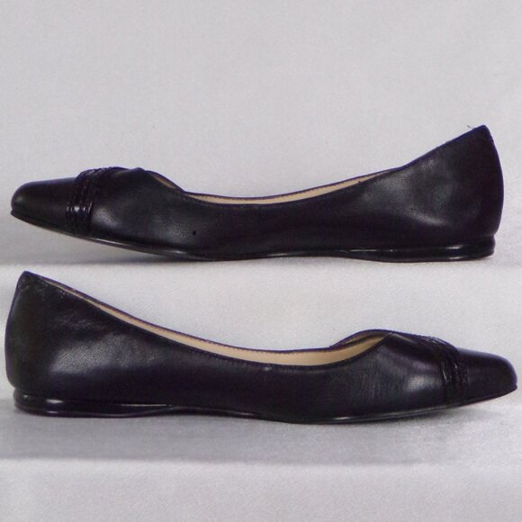 NINE WEST size 6M NW7SPLENDOR black point-toe ballet flats leather uppers - Picture 2 of 16